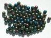 100 6mm Round Metallic Green Iris Glass Beads